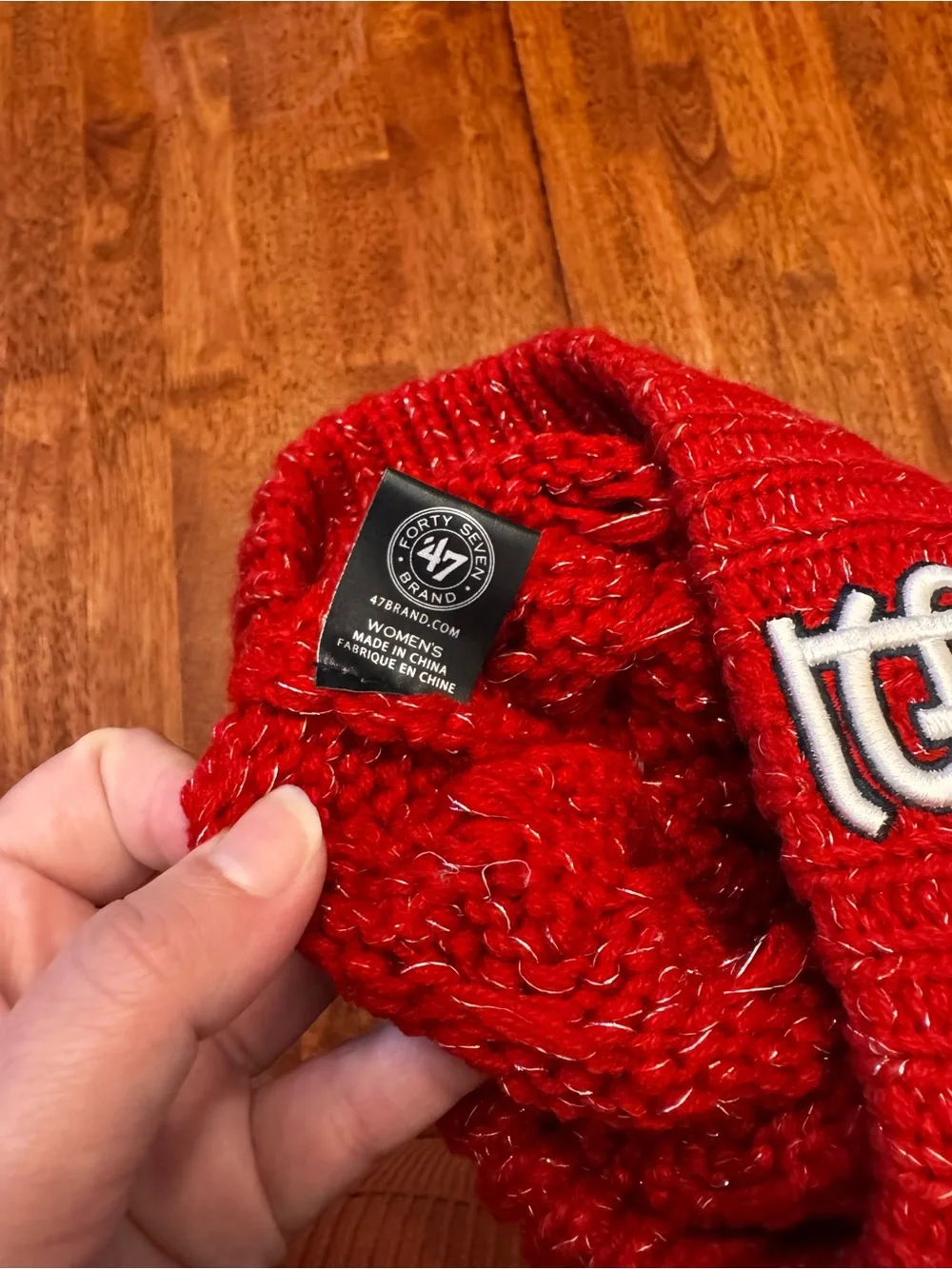 STL Cardinal’s cuffed knit hat w/ Pom Pom- red & black